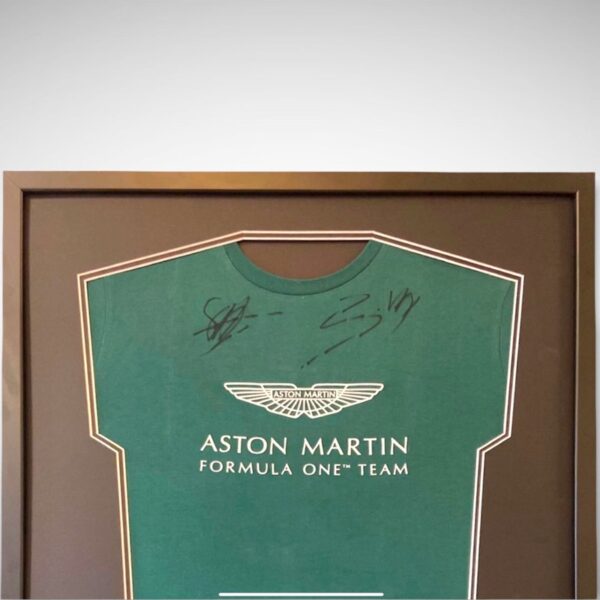 Aston Martin 2021 Shirt Signed by Sebastian Vettel & Lance Stroll - Image 2