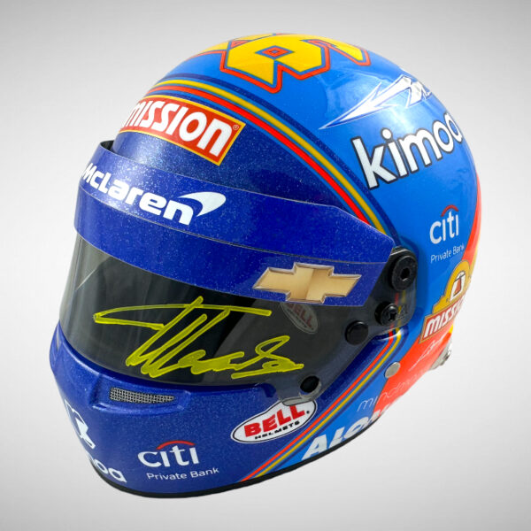 Fernando Alonso Signed 2019 Indi 500 Replica 1:2 Mini Helmet - Image 2