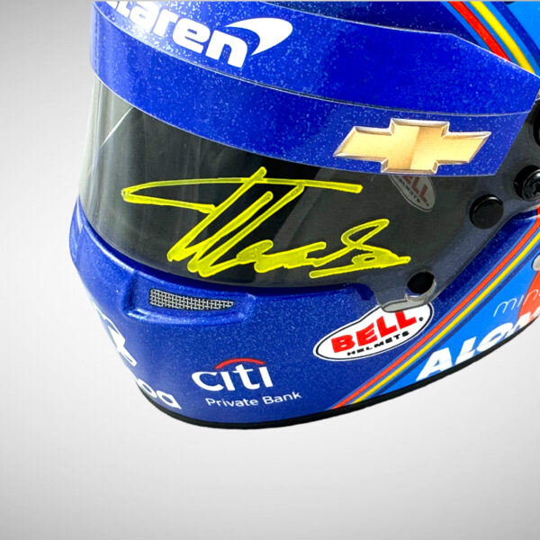 Fernando Alonso Signed 2019 Indi 500 Replica 1:2 Mini Helmet - Image 3