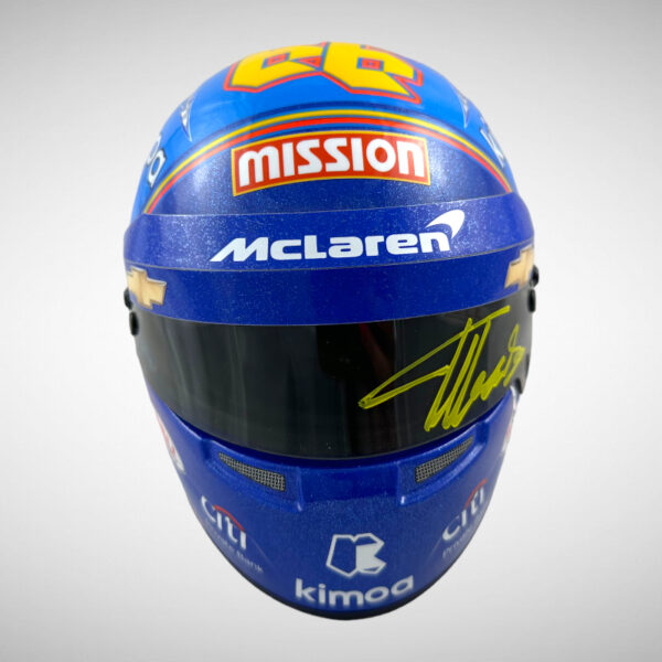 Fernando Alonso Signed 2019 Indi 500 Replica 1:2 Mini Helmet - Image 4