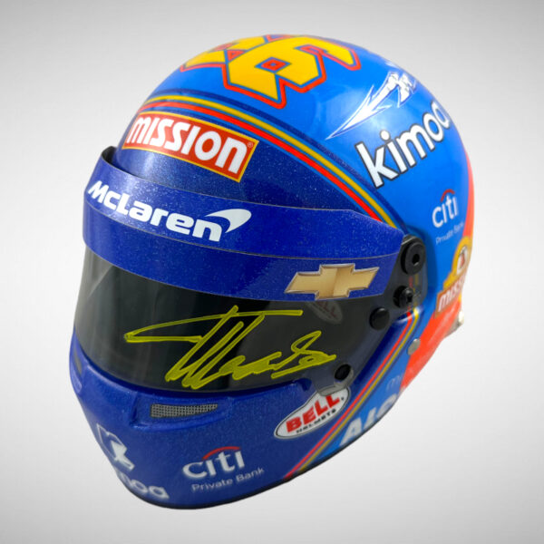 Fernando Alonso Signed 2019 Indi 500 Replica 1:2 Mini Helmet - Image 5