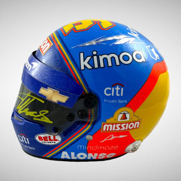 Fernando Alonso Signed 2019 Indi 500 Replica 1:2 Mini Helmet - Image 6
