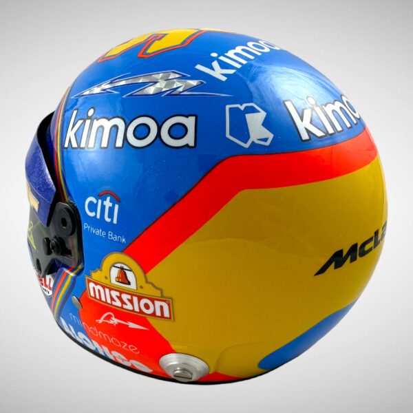 Fernando Alonso Signed 2019 Indi 500 Replica 1:2 Mini Helmet - Image 7