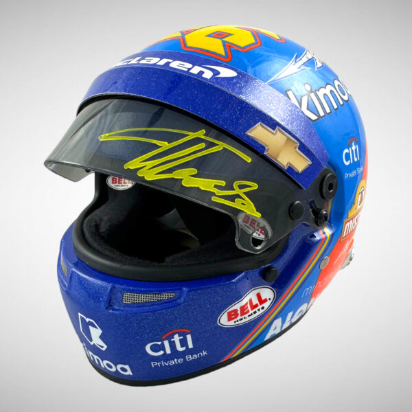 Fernando Alonso Signed 2019 Indi 500 Replica 1:2 Mini Helmet - Image 11