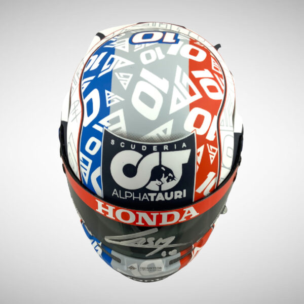 Pierre Gasly 2021 France GP Signed 1:2 Mini Helmet & Driver Card - Image 3