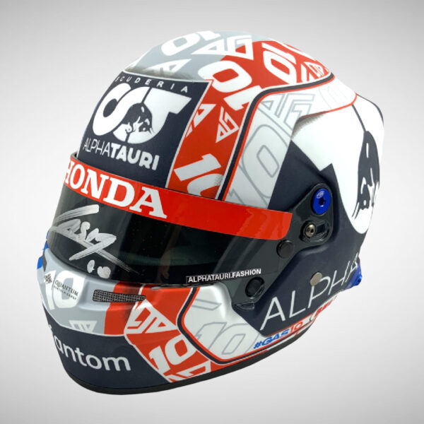 Pierre Gasly 2021 France GP Signed 1:2 Mini Helmet & Driver Card - Image 5