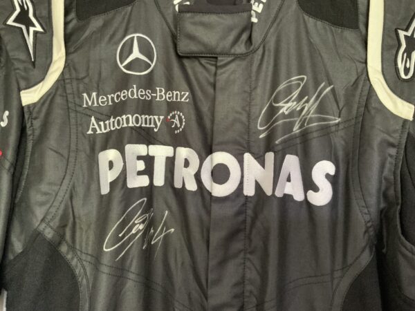 Mercedes F1 Worn Pit Crew Suit Signed by Lewis Hamilton & George Russell - Image 4