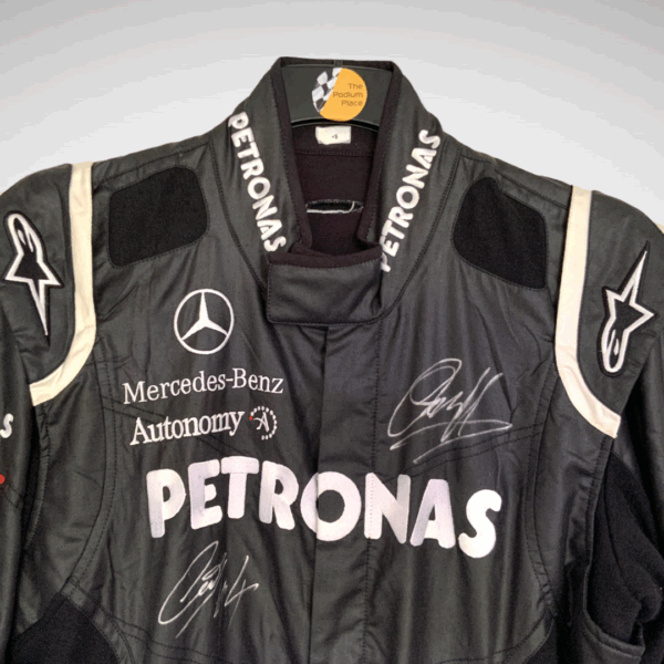 Mercedes F1 Worn Pit Crew Suit Signed by Lewis Hamilton & George Russell - Image 10