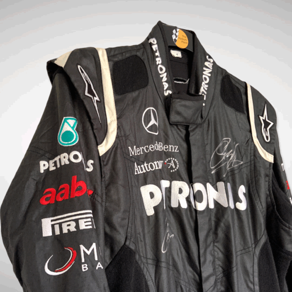 Mercedes F1 Worn Pit Crew Suit Signed by Lewis Hamilton & George Russell - Image 2