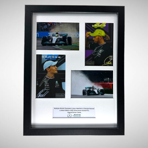 Lewis Hamilton & George Russell Signed Silverstone Ltd Edit Driver Cards