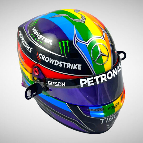 Lewis Hamilton 2021 Qatar 1:2 Mini Helmet Visor Tear Offs - Image 3