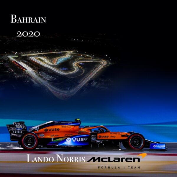 Lando Norris Quadrant Bahrain 2020 Half Helmet 1:2 Glass Display Stand - Image 3