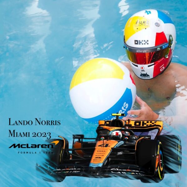 Lando Norris Miami Beachball 2023 1:2 Helmet Glass Display Stand - Image 4