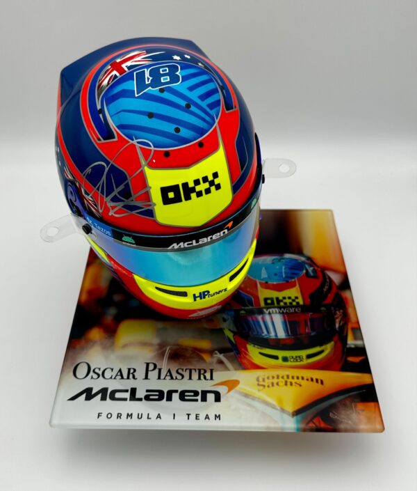 Oscar Piastri 2023 Half 1:2 Helmet Glass Display Stand - Image 3