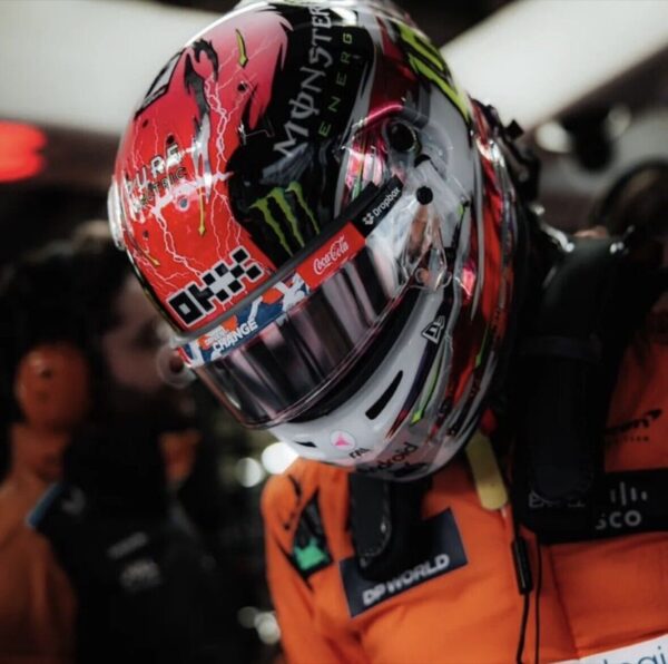 Lando Norris 2024 Japan 1:2 Mini Helmet With Tear Offs - Image 3