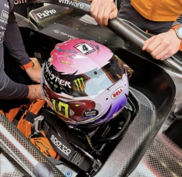 Lando Norris 2024 Japan 1:2 Mini Helmet With Tear Offs - Image 5