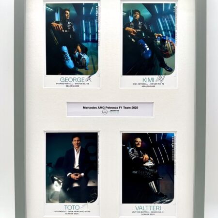 Mercedes F1 Team 2025 Framed Drivers Cards Russell Antonella Wolff Bottas