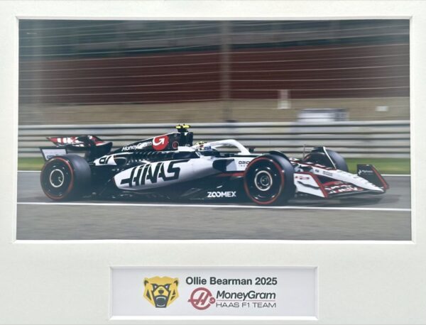 MoneyGram Haas F1 Ollie Bearman Signed and Framed Driver’s Card with Photos - Image 4