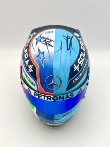 Kimi Antonelli George Russell Split 1:2 Mini Helmet Signed by Kimi & Toto