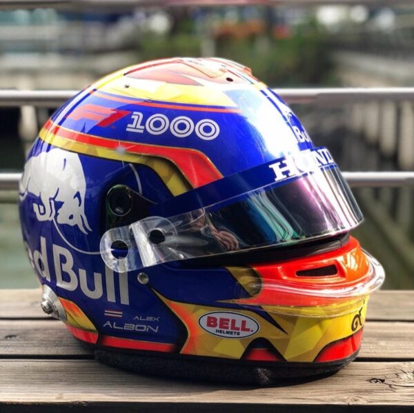 Alex Albon 2019 Toro Rosso Signed and F1 1000 Upgraded 1:2 Mini helmet - Image 2