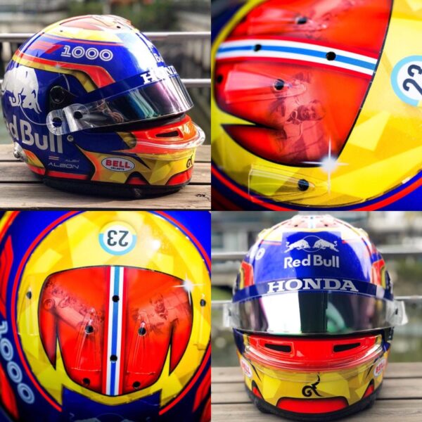 Alex Albon 2019 Toro Rosso Signed and F1 1000 Upgraded 1:2 Mini helmet - Image 4