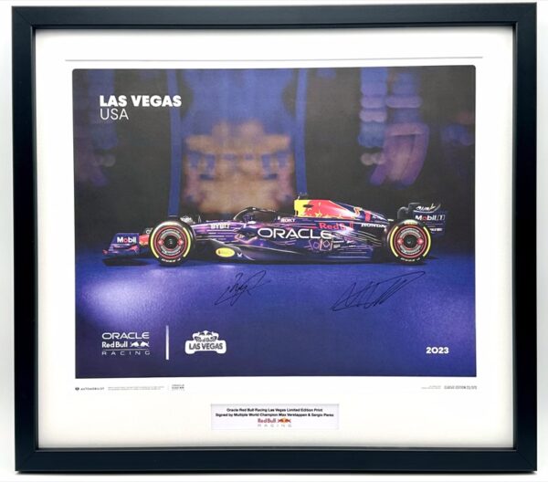 Max Verstappen & Sergio Perez Signed 2023 Las Vegas Ltd Edition Picture