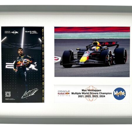 Max Verstappen 2024 Drivers Card Framed Homage M4X 4 Times Champ