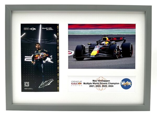 Max Verstappen 2024 Drivers Card Framed Homage M4X 4 Times Champ