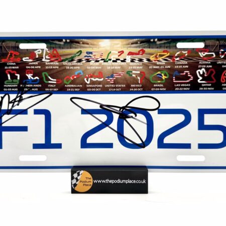 2025 Licence Number Plate Signed by Ollie Bearman & Juan Pablo Montoya