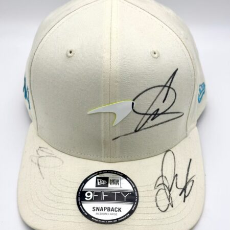 Lando Norris, Oscar Piastri and Zak Brown Signed McLaren Cap