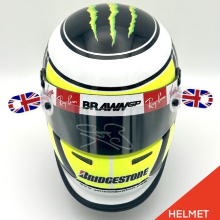 Jenson Button 1:2 2009 BELL HP3 Helmet F1 Brawn Upgrade Bundle