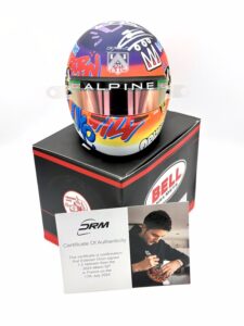 Esteban Ocon Signed 2024 Miami Orlinski 1:2 Mini Helmet with Upgrades