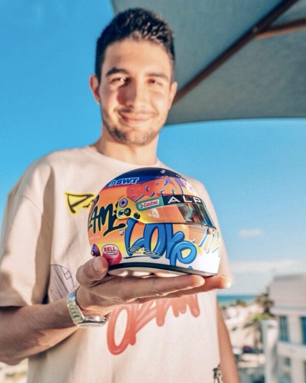 Esteban Ocon Signed 2024 Miami Orlinski 1:2 Mini Helmet with Upgrades - Image 10
