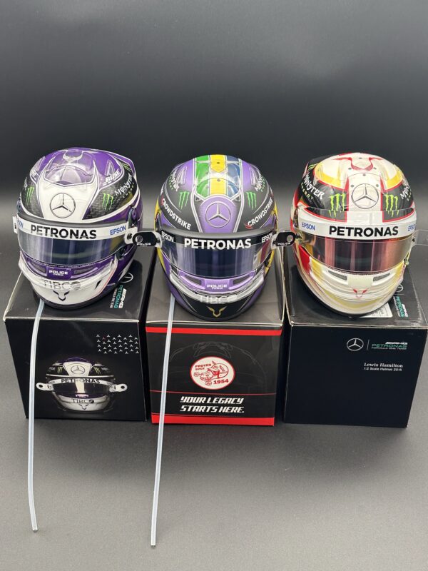 Lewis Hamilton x 3 Upgraded Helmets 2015 Season 2020 Austria 2021 Brazil